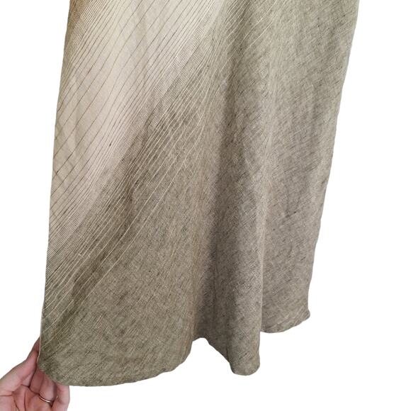 Flax 100% Linen Boho Sage Rust Cream Vertical Stripe Super Cute Tank S - Picture 5 of 11